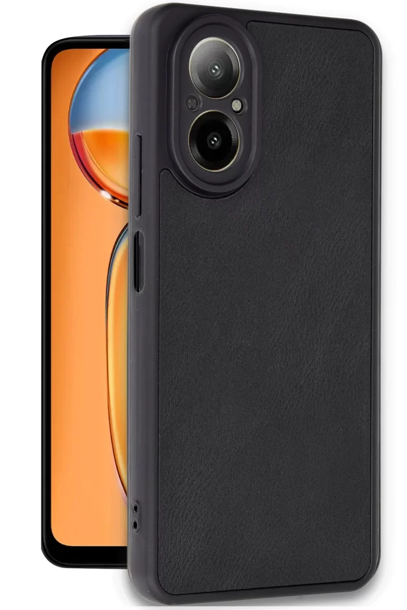Newface Realme 12 Lite Kılıf Aras Deri Kapak - Siyah