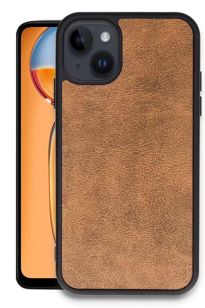 Newface Apple iPhone 15 Kılıf Aras Deri Kapak - Taba