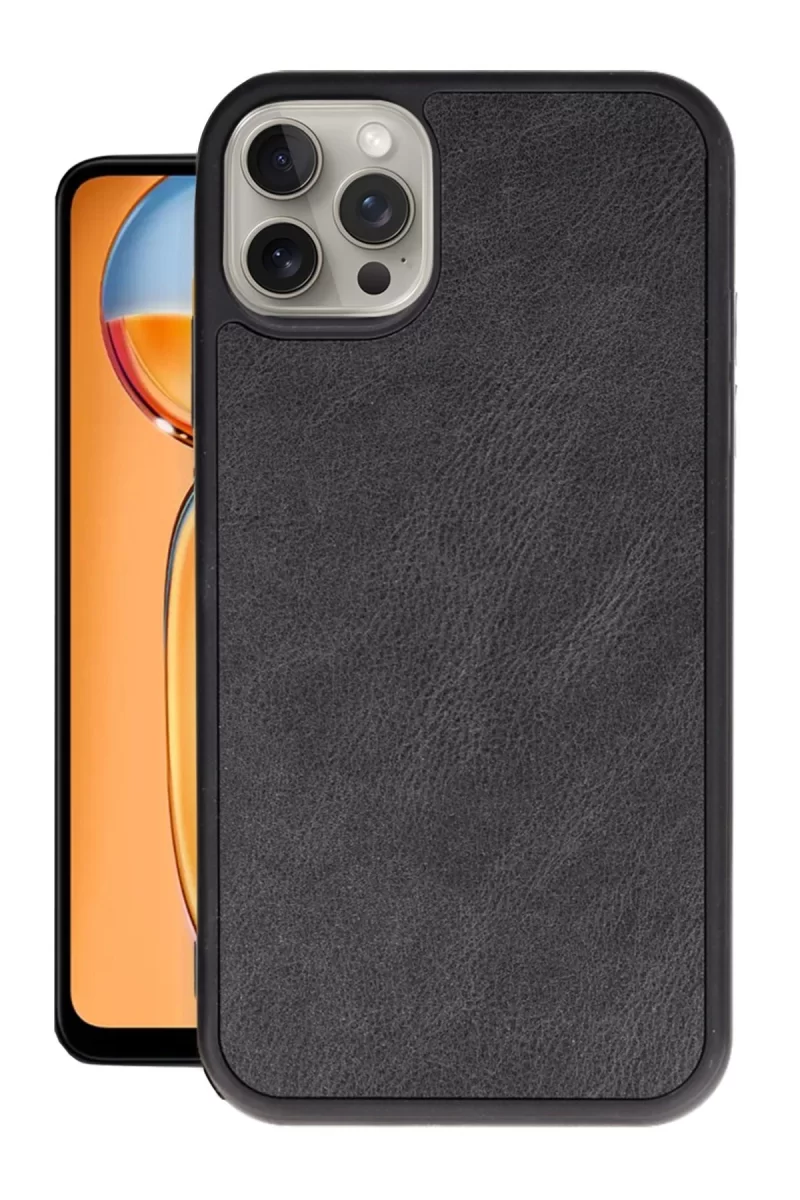 Newface Apple iPhone 15 Pro Kılıf Aras Deri Kapak - Siyah