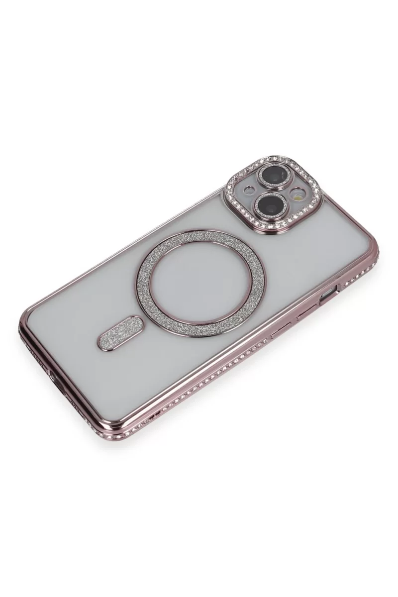 Newface Apple iPhone 13 Kılıf Joke Simli Magneticsafe Kılıf - Pembe