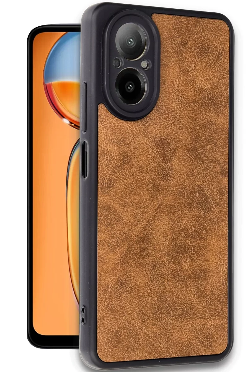 Newface Realme 12 Lite Kılıf Aras Deri Kapak - Taba