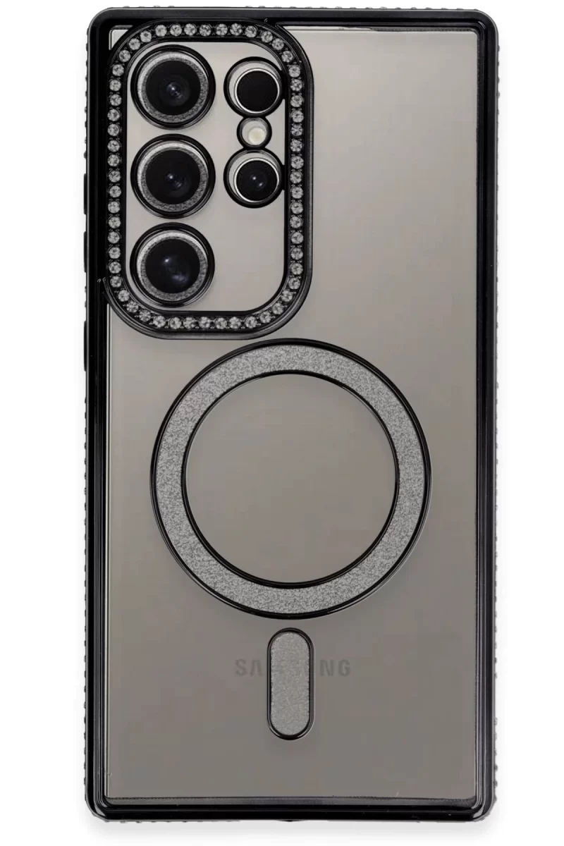 Newface Samsung Galaxy S24 Ultra Kılıf Joke Simli Magneticsafe Kılıf - Siyah