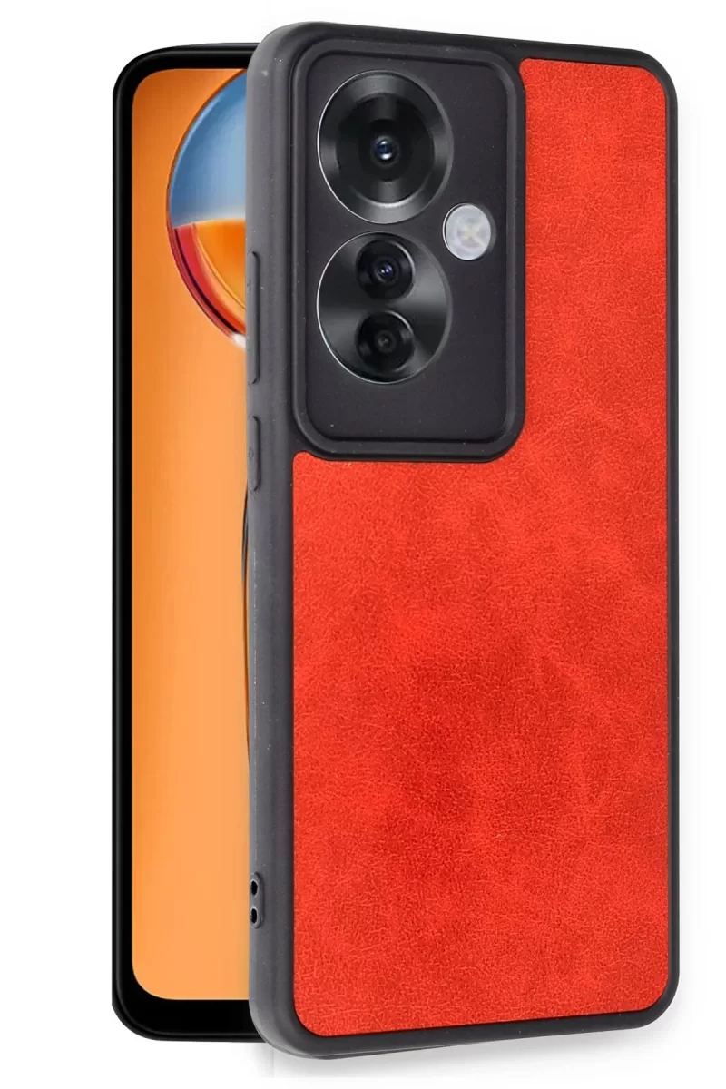 Newface Oppo Reno 11F Kılıf Aras Deri Kapak - Kırmızı