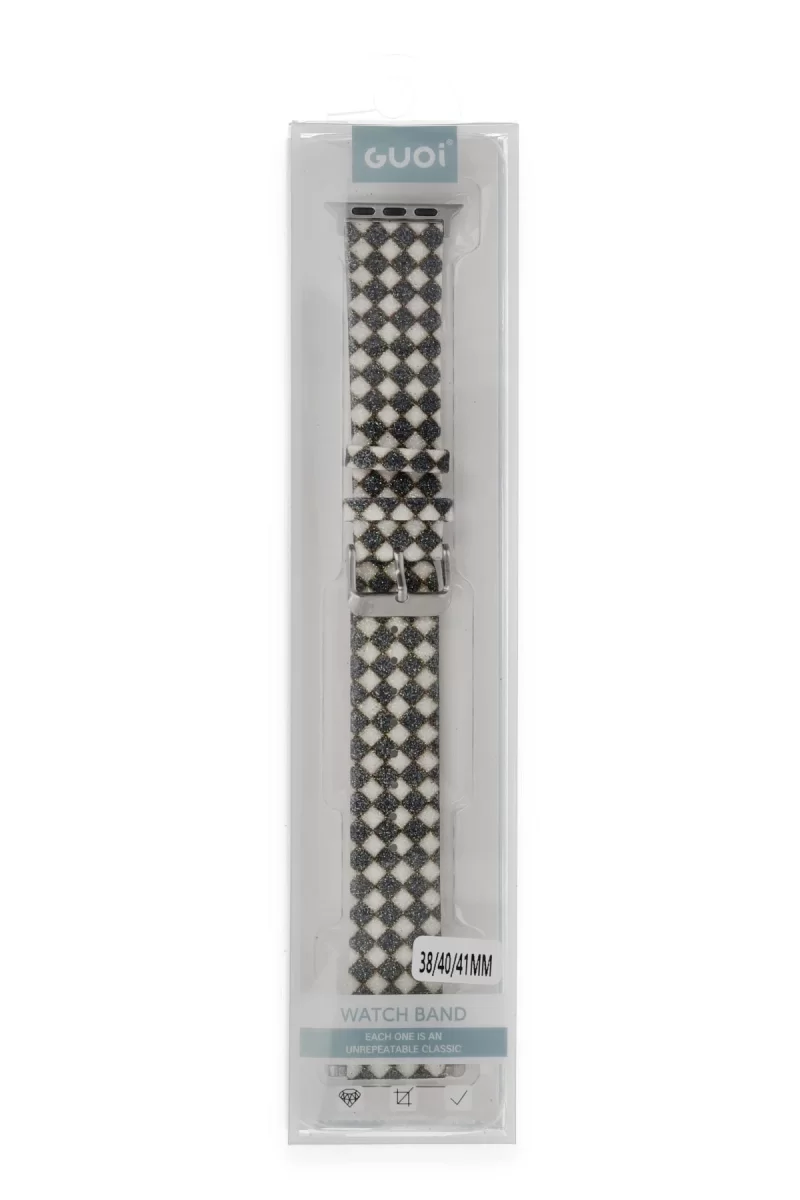 Newface Apple Watch 38mm Karo Motif Kordon - Siyah