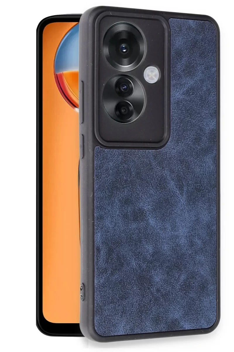 Newface Oppo Reno 11F Kılıf Aras Deri Kapak - Lacivert