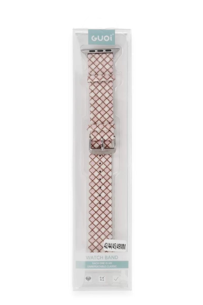 Newface Apple Watch 38mm Karo Motif Kordon - Pembe