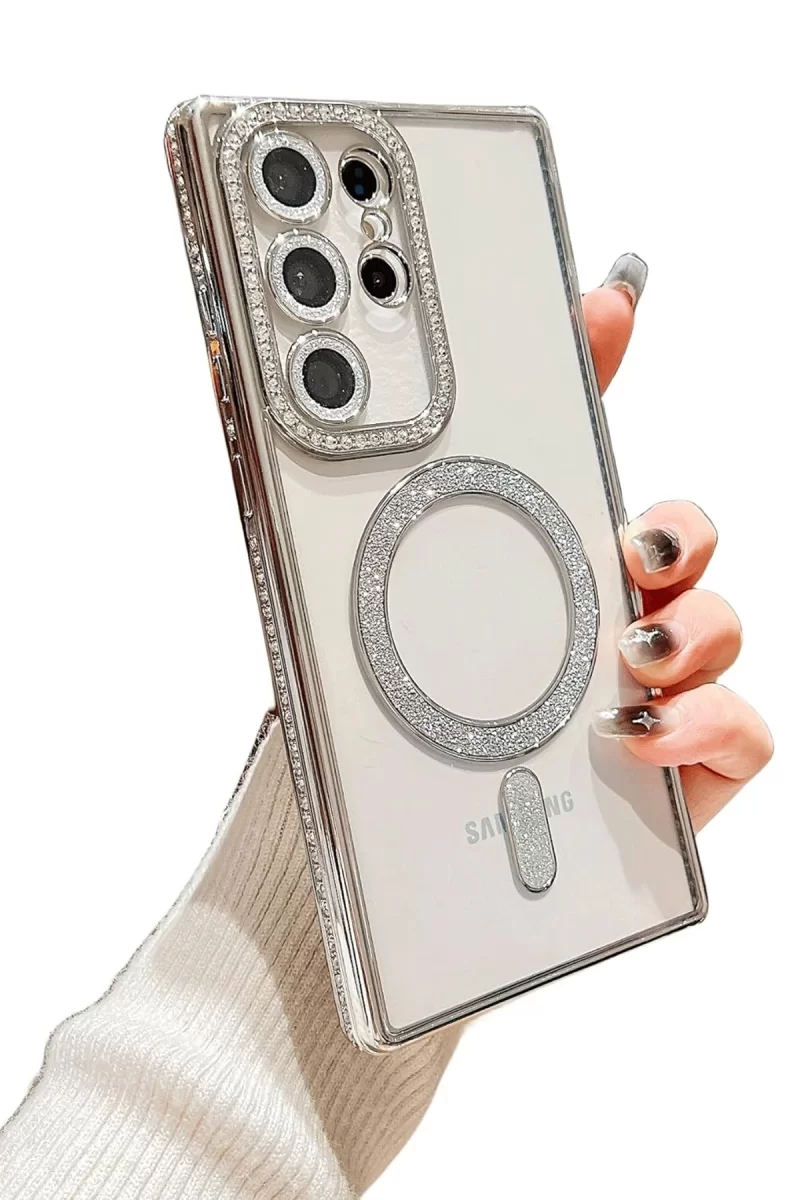 Newface Samsung Galaxy S24 Ultra Kılıf Joke Simli Magneticsafe Kılıf - Mavi