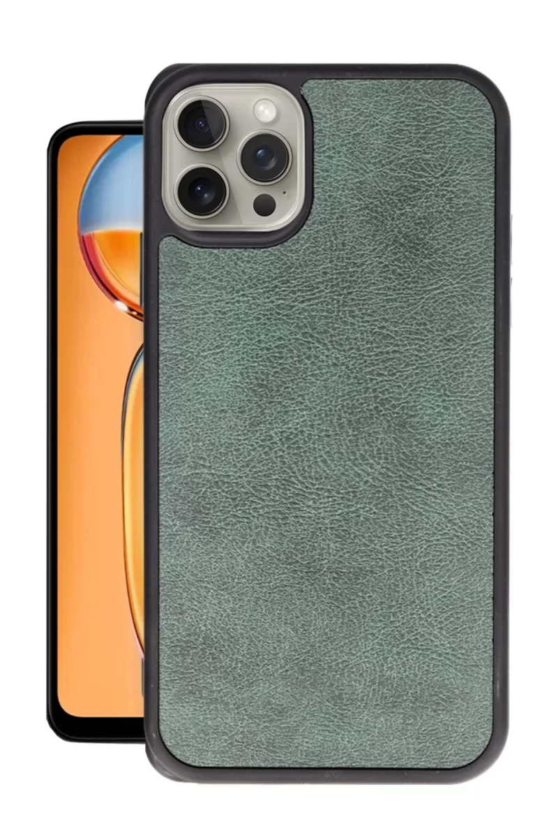 Newface Apple iPhone 15 Pro Max Kılıf Aras Deri Kapak - Koyu Yeşil