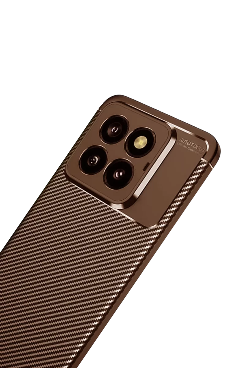 Newface Xiaomi Mi 14T Pro Kılıf Auto Focus Karbon Kapak - Kahverengi