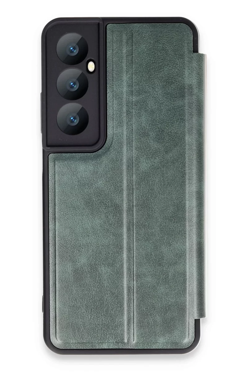 Newface Realme C65 Kılıf Flip Cover - Koyu Yeşil