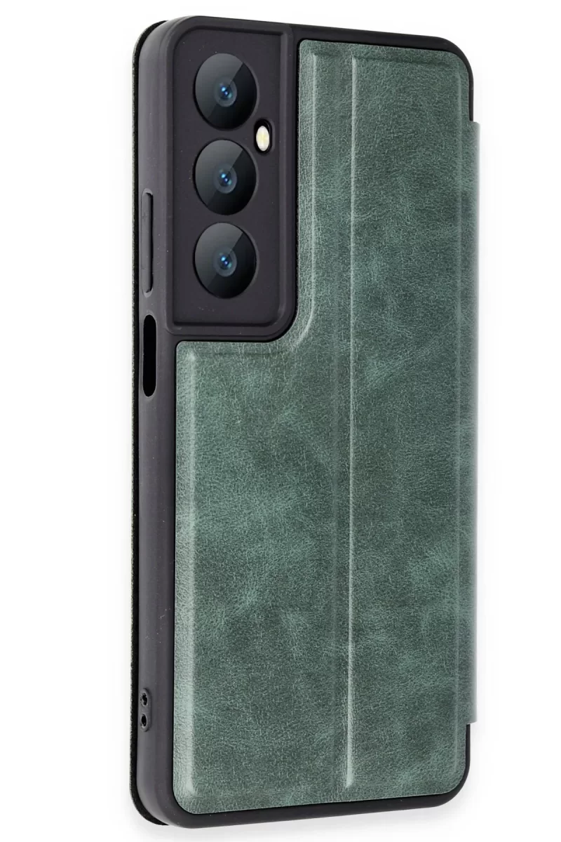Newface Realme C65 Kılıf Flip Cover - Koyu Yeşil