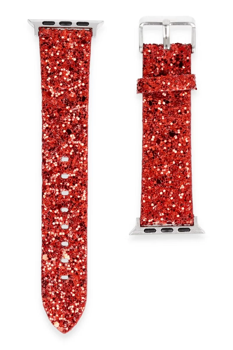 Newface Apple Watch 38mm Starry Taşlı Kordon - Kırmızı