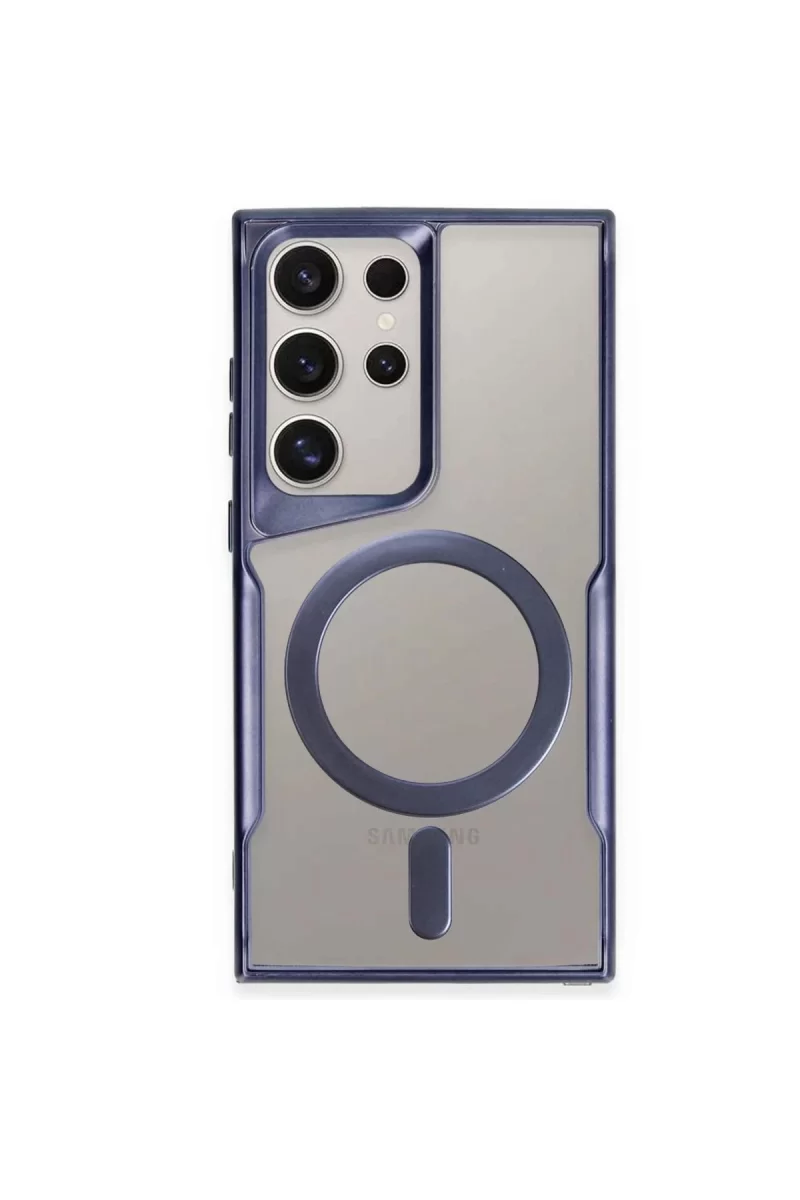 Newface Samsung Galaxy S24 Ultra Kılıf Boyi Magsafe Silikon Kapak - Lacivert
