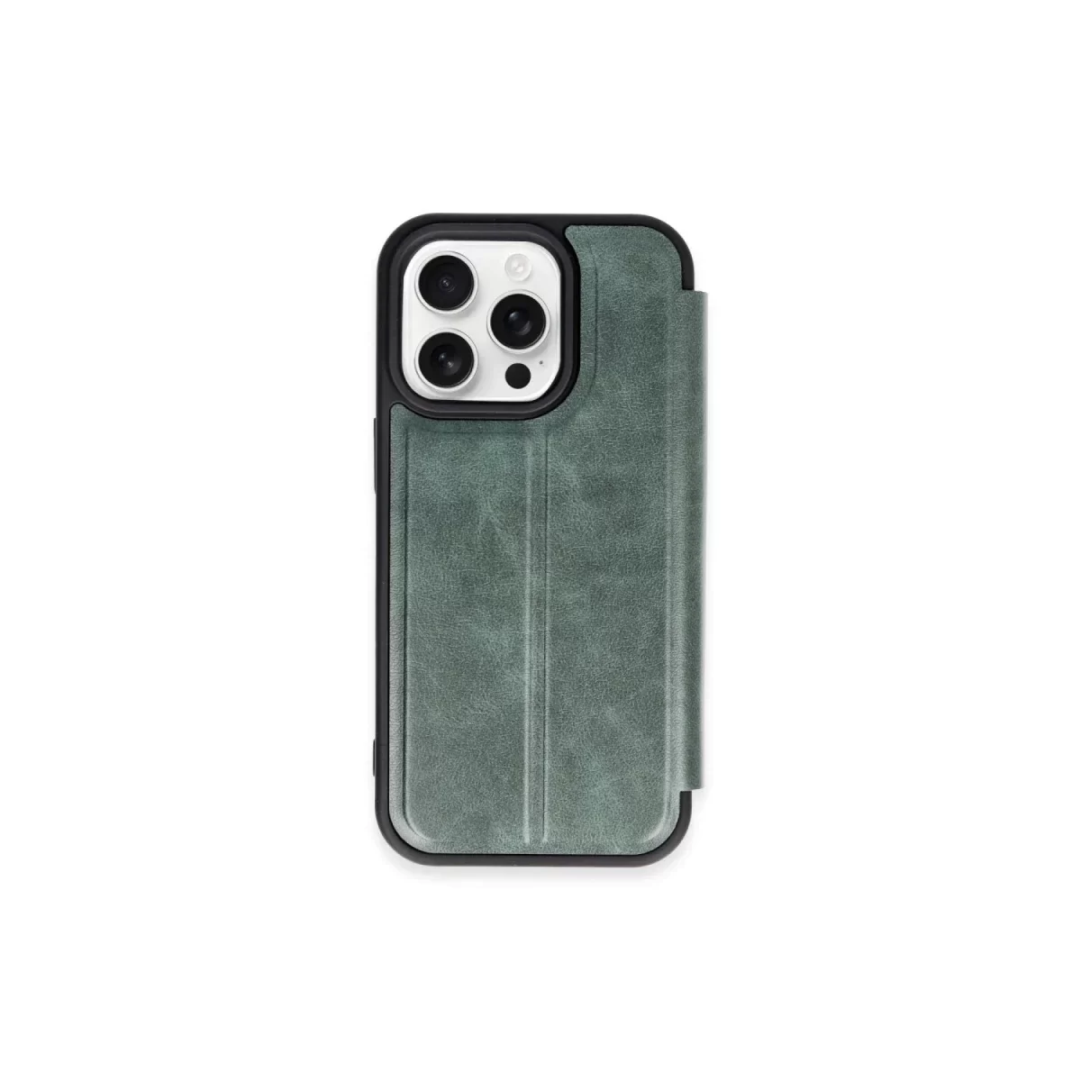 Newface Apple iPhone 15 Pro Max Kılıf Flip Cover - Koyu Yeşil