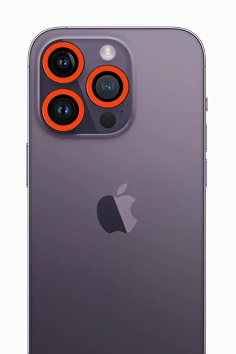Newface Apple iPhone 12 Pro Neon Fosforlu Kamera Lens - Turuncu