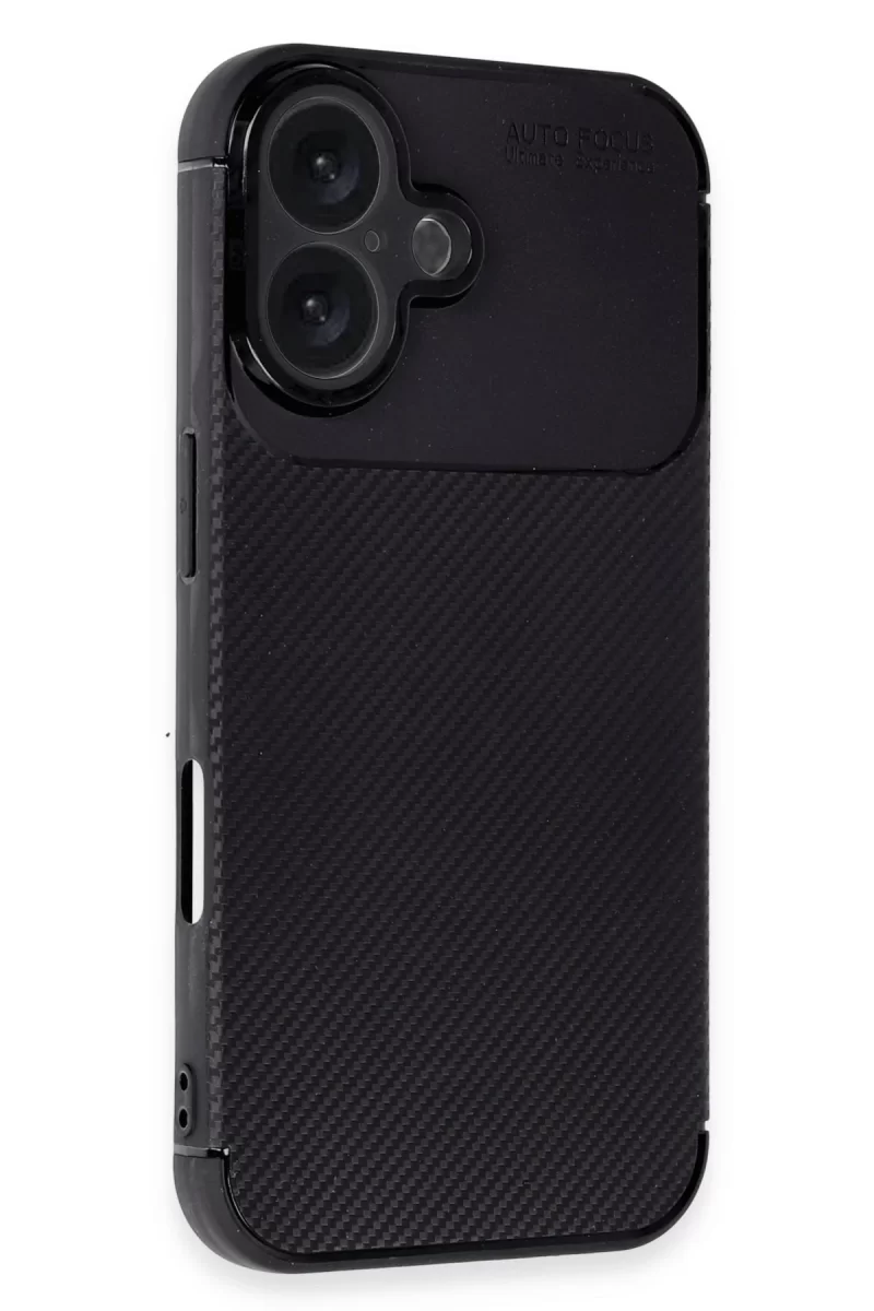 Newface Apple iPhone 16 Kılıf Auto Focus Karbon Kapak - Siyah