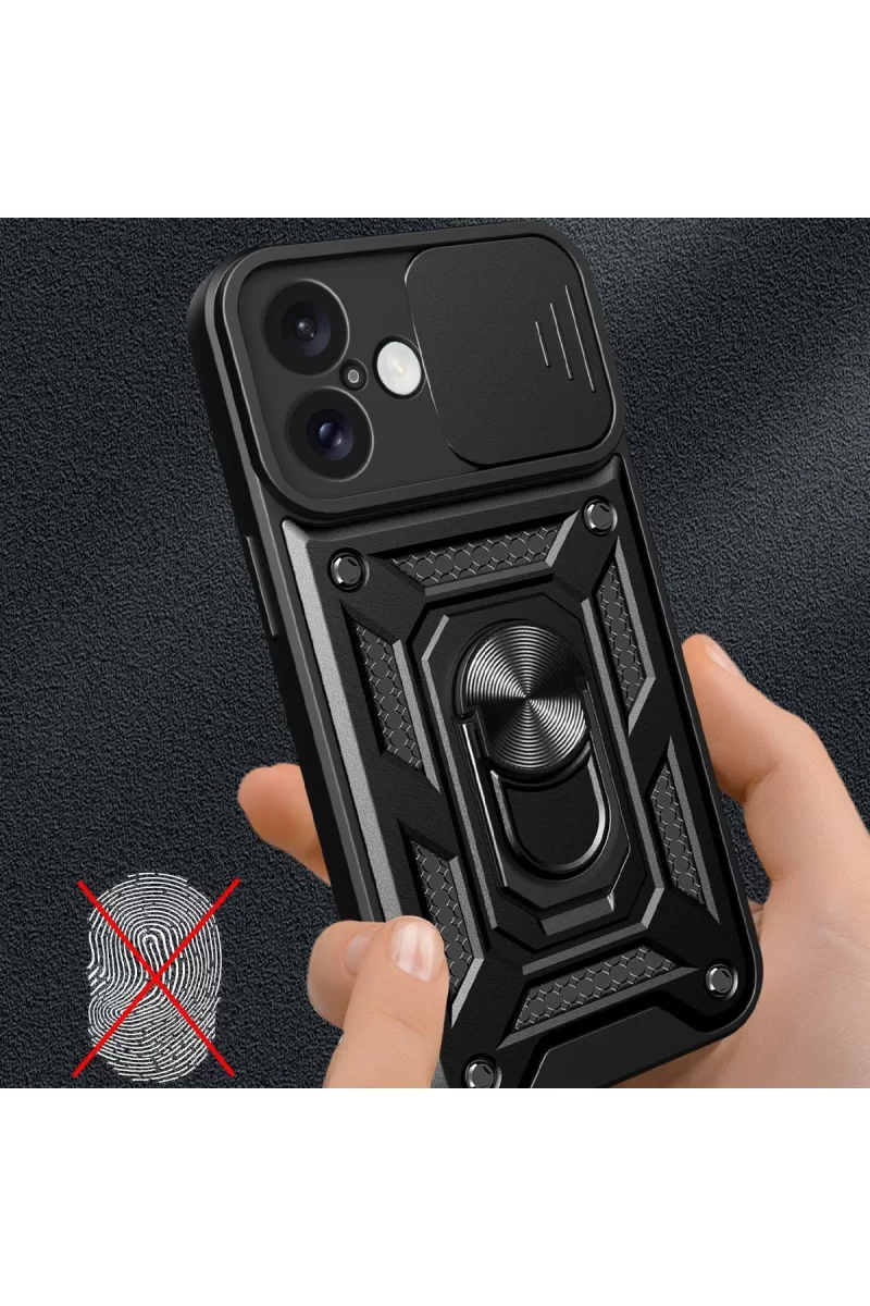 Newface Apple iPhone 16 Kılıf Pars Lens Yüzüklü Silikon - Yeşil