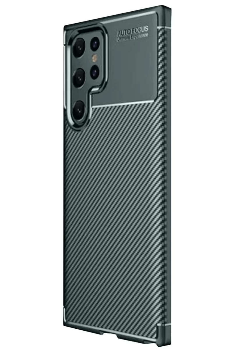 Newface Samsung Galaxy S25 Ultra Kılıf Auto Focus Karbon Kapak - Koyu Yeşil
