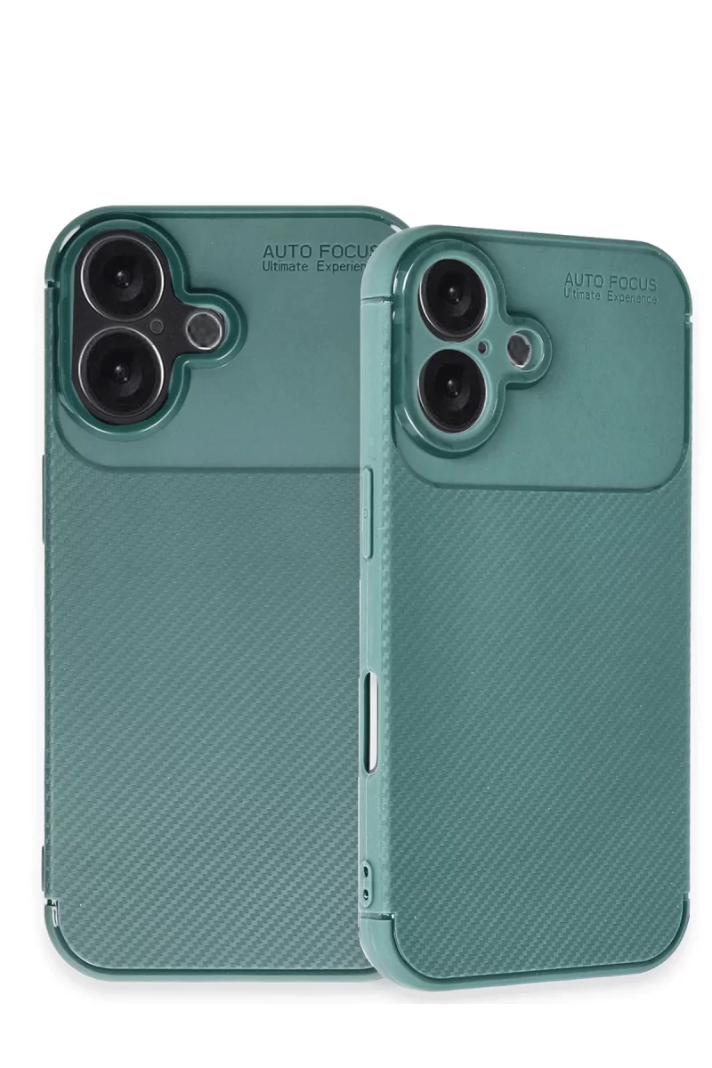 Newface Apple iPhone 16 Kılıf Auto Focus Karbon Kapak - Koyu Yeşil