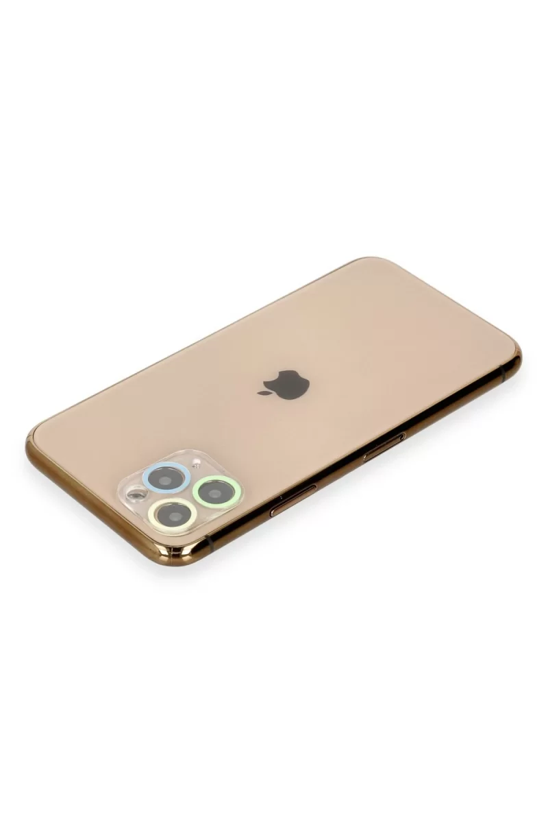 Newface Apple iPhone 11 Pro Max Renkli Kamera Lens Koruma Cam - Yeşil-Sarı