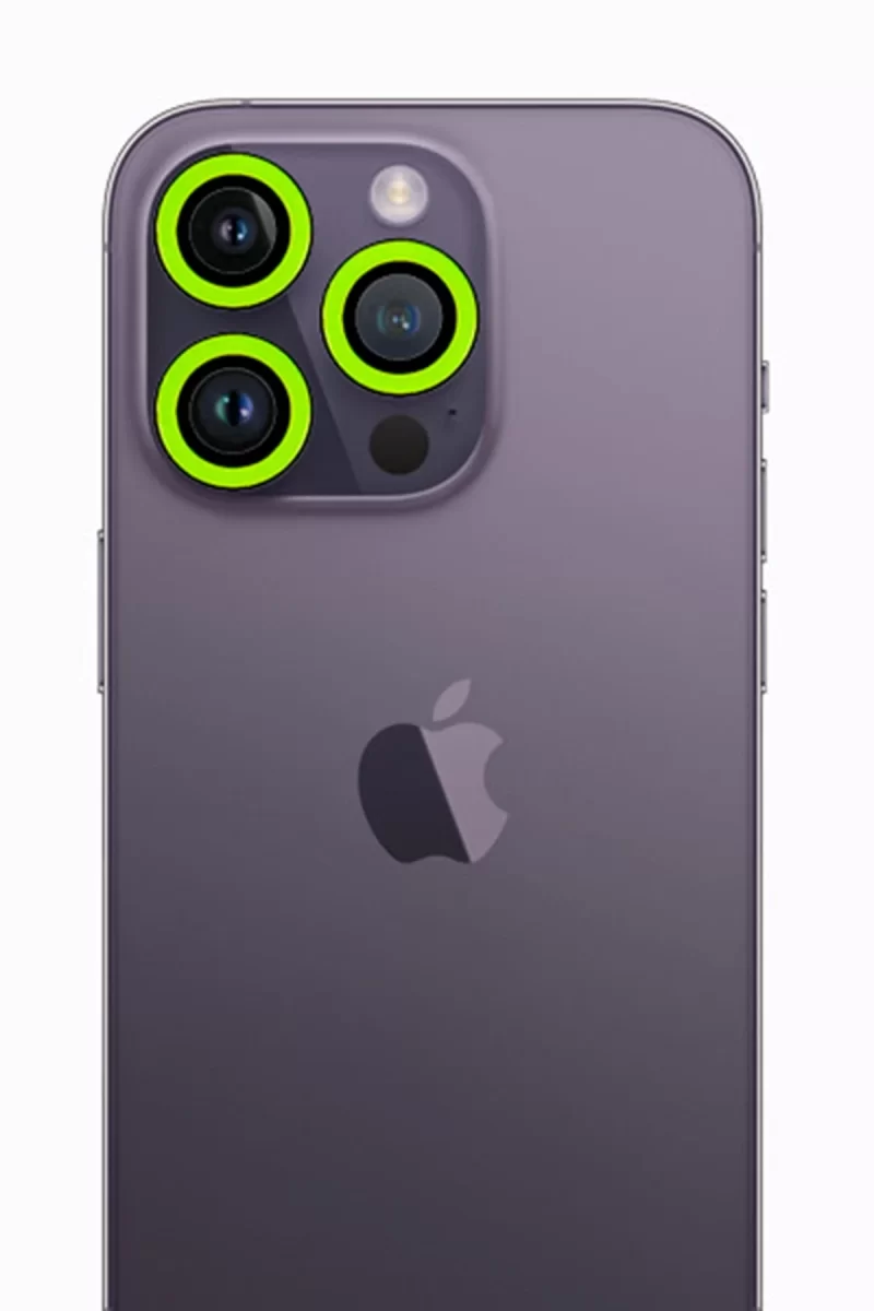 Newface Apple iPhone 12 Pro Max Neon Fosforlu Kamera Lens - Yeşil