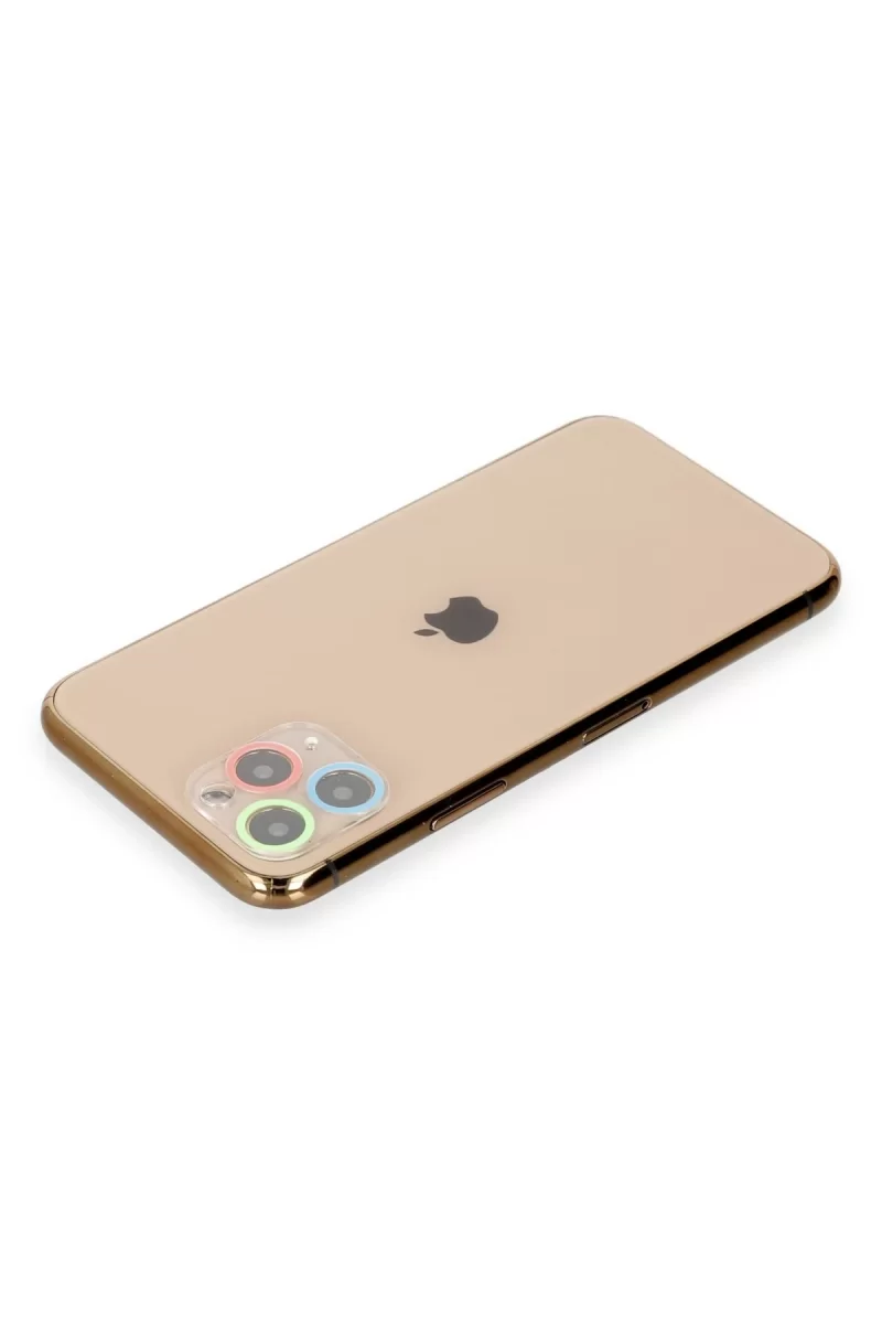 Newface Apple iPhone 11 Pro Max Renkli Kamera Lens Koruma Cam - Mavi-Yeşil