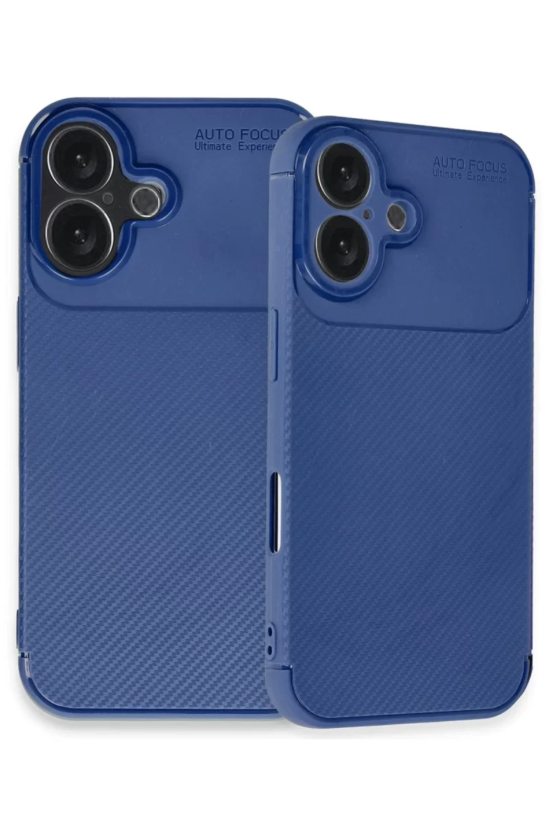 Newface Apple iPhone 16 Plus Kılıf Auto Focus Karbon Kapak - Lacivert
