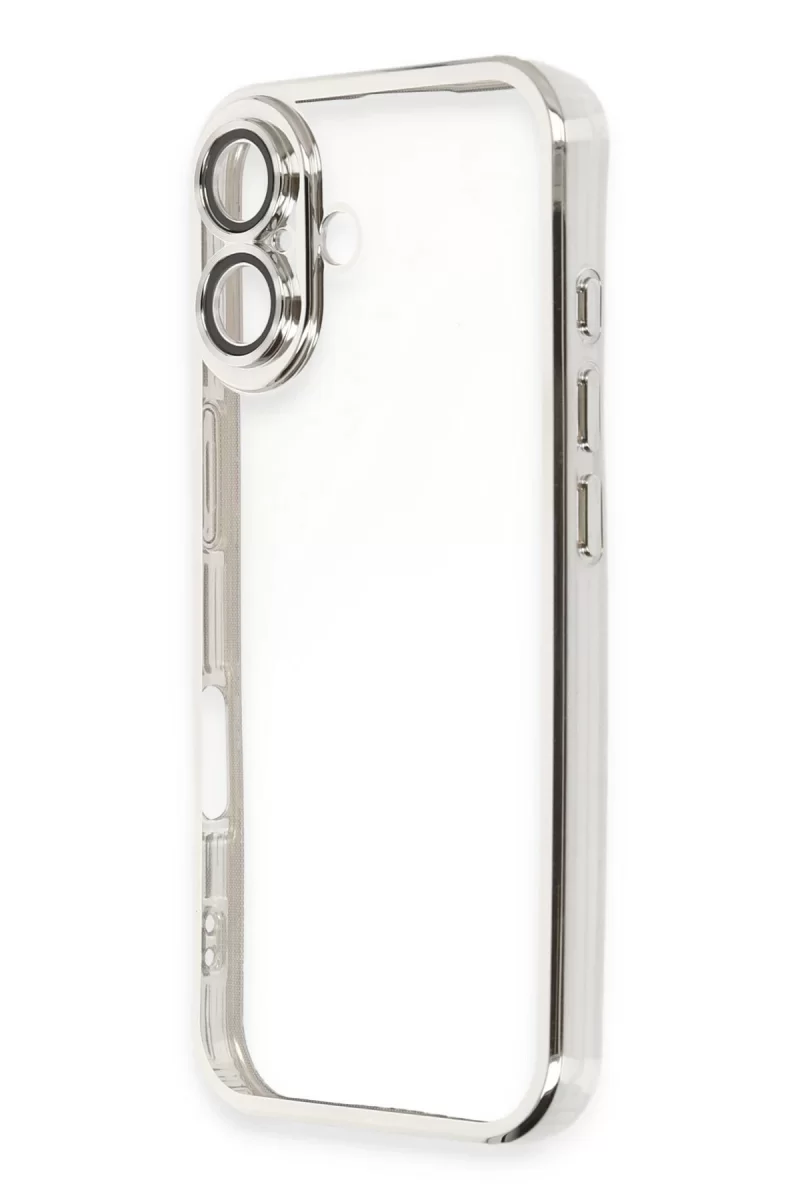 Newface Apple iPhone 16 Kılıf Razer Lensli Silikon - Gümüş