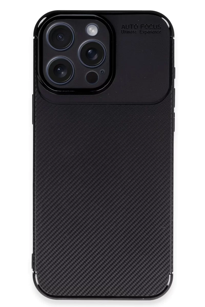 Newface Apple iPhone 16 Pro Kılıf Auto Focus Karbon Kapak - Siyah