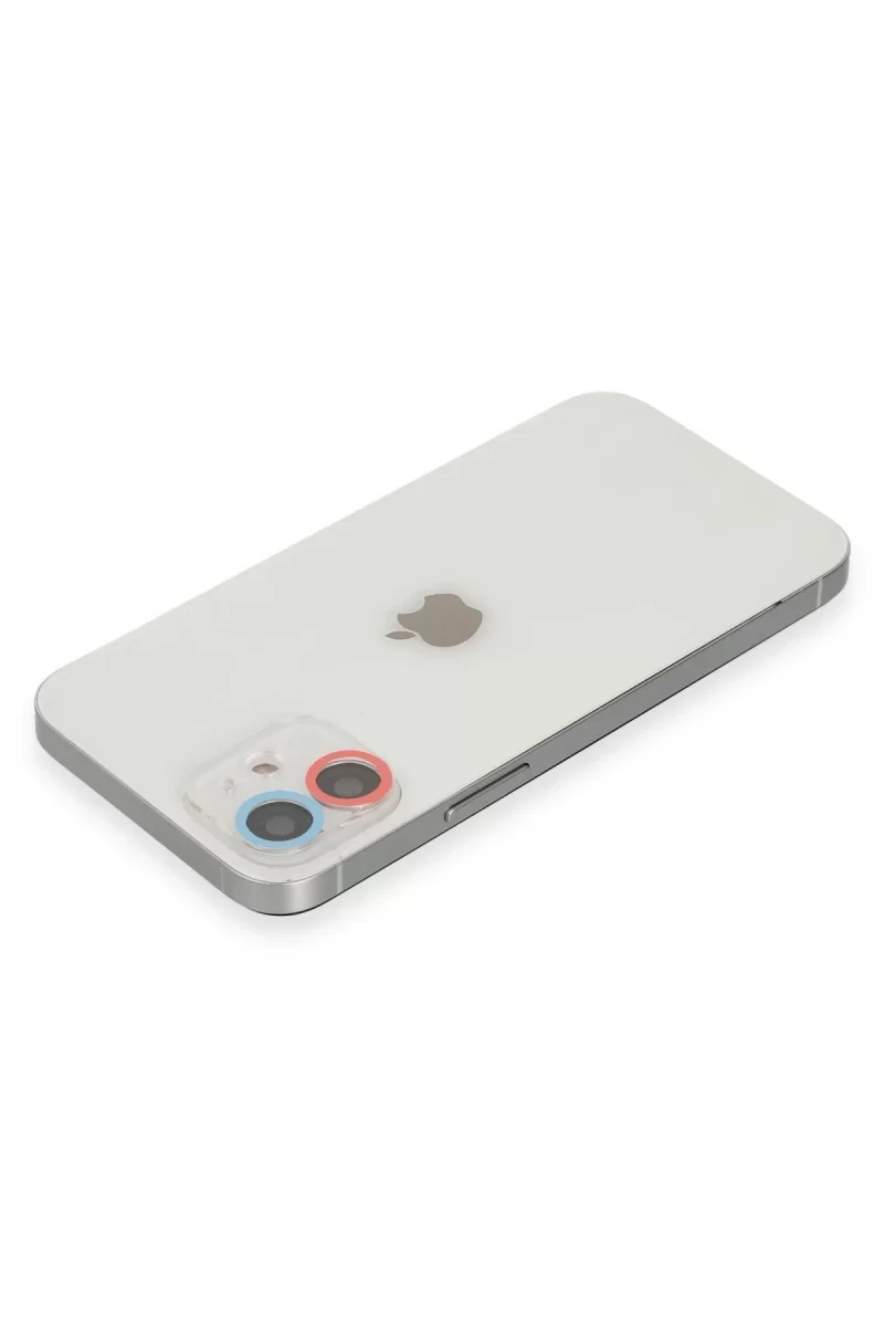 Newface Apple iPhone 12 Renkli Kamera Lens Koruma Cam - Pembe-Mavi