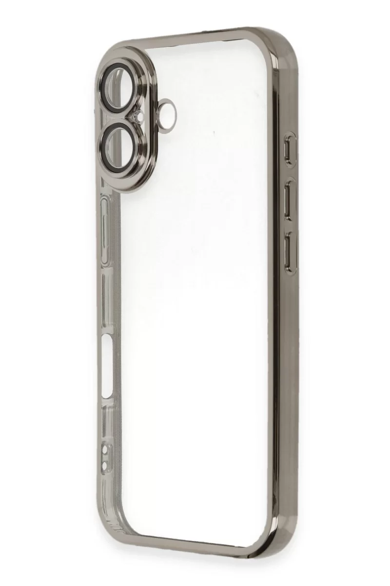 Newface Apple iPhone 16 Kılıf Razer Lensli Silikon - Titanyum Gri