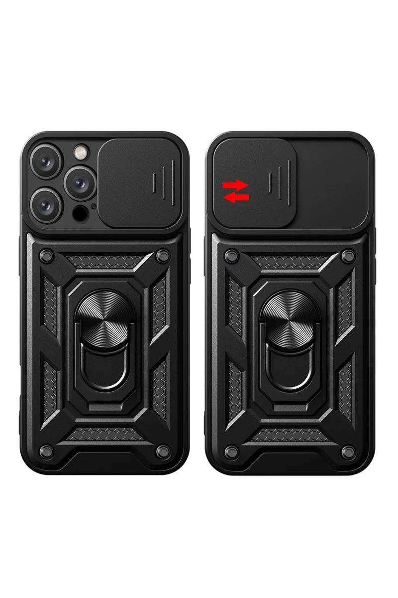 Newface Apple iPhone 16 Pro Kılıf Pars Lens Yüzüklü Silikon - Gümüş