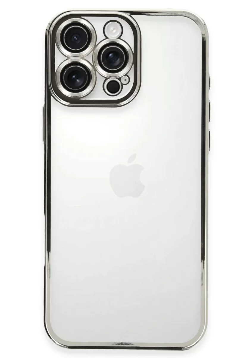 Newface Apple iPhone 16 Pro Kılıf Razer Lensli Silikon - Gümüş