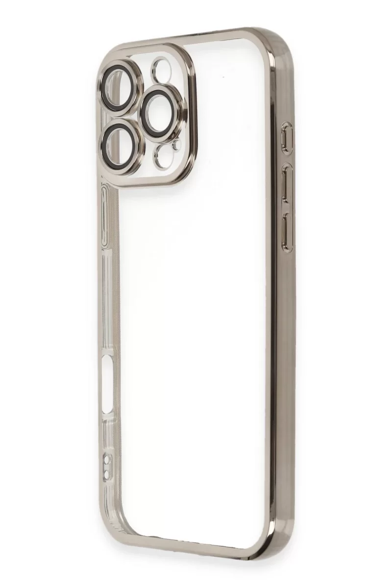 Newface Apple iPhone 16 Pro Kılıf Razer Lensli Silikon - Titanyum Gri