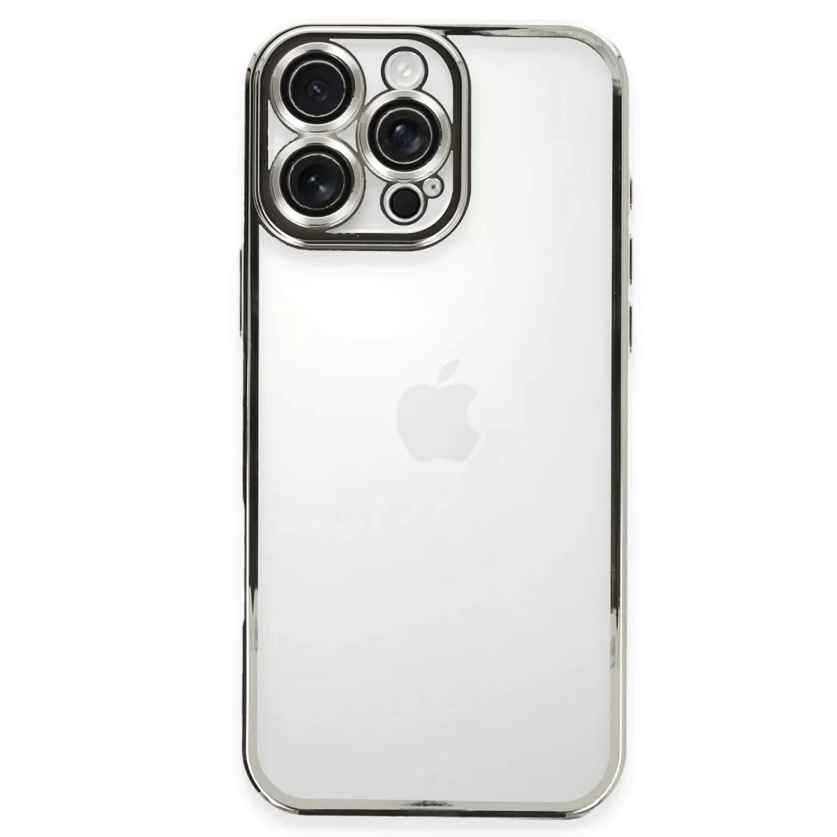 Newface Apple iPhone 16 Pro Max Kılıf Razer Lensli Silikon - Gümüş