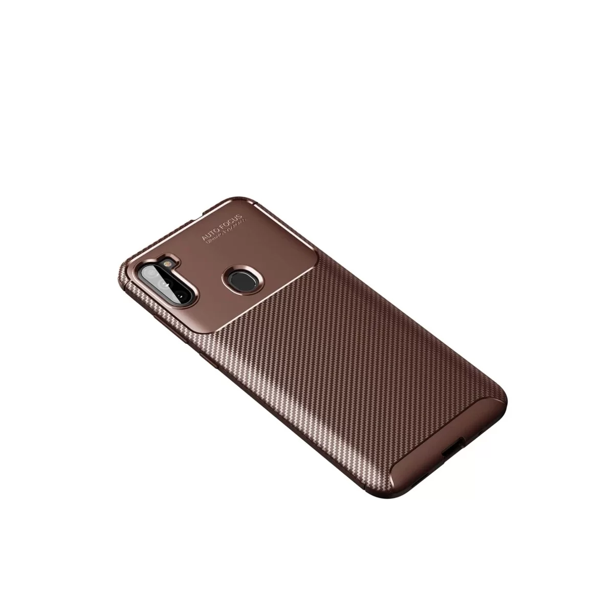 Newface Samsung Galaxy A11 Kılıf Auto Focus Karbon Kapak - Kahverengi