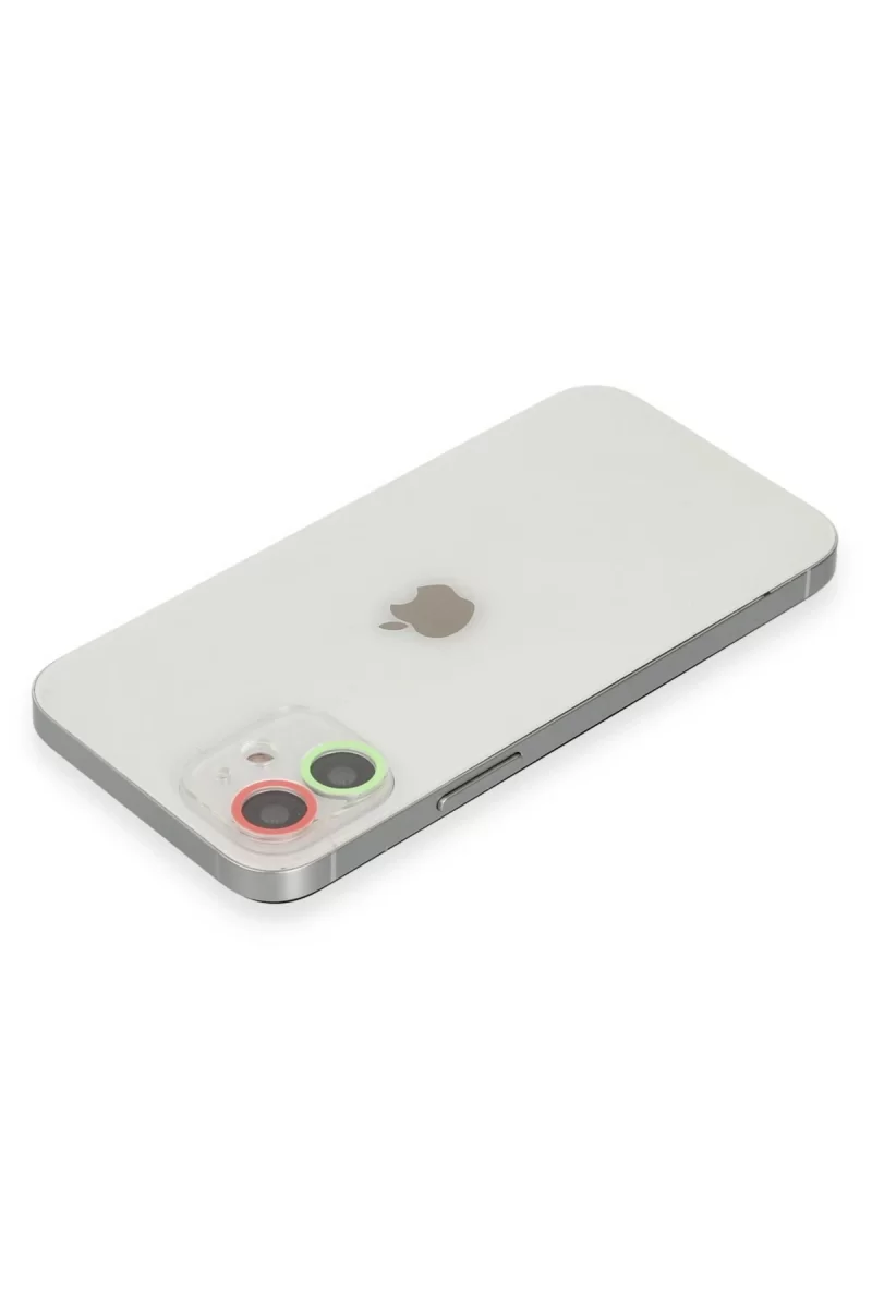 Newface Apple iPhone 12 Mini Renkli Kamera Lens Koruma Cam - Yeşil-Pembe