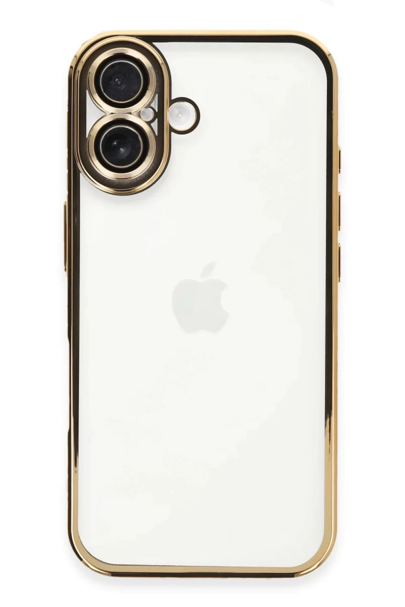 Newface Apple iPhone 16 Plus Kılıf Razer Lensli Silikon - Gold