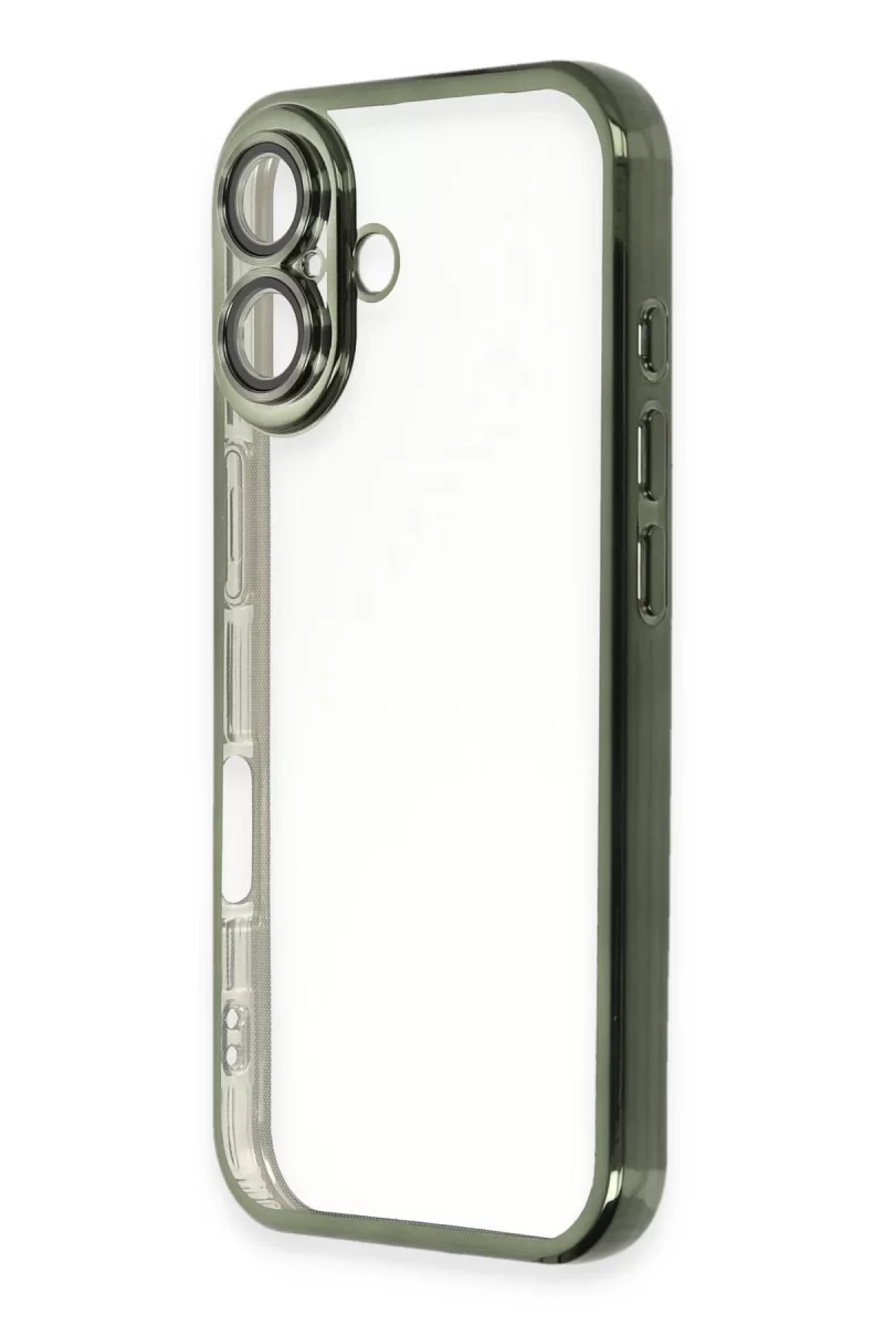 Newface Apple iPhone 16 Plus Kılıf Razer Lensli Silikon - Yeşil
