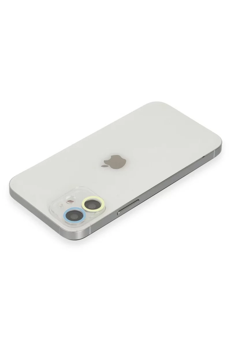 Newface Apple iPhone 12 Mini Renkli Kamera Lens Koruma Cam - Sarı-Mavi