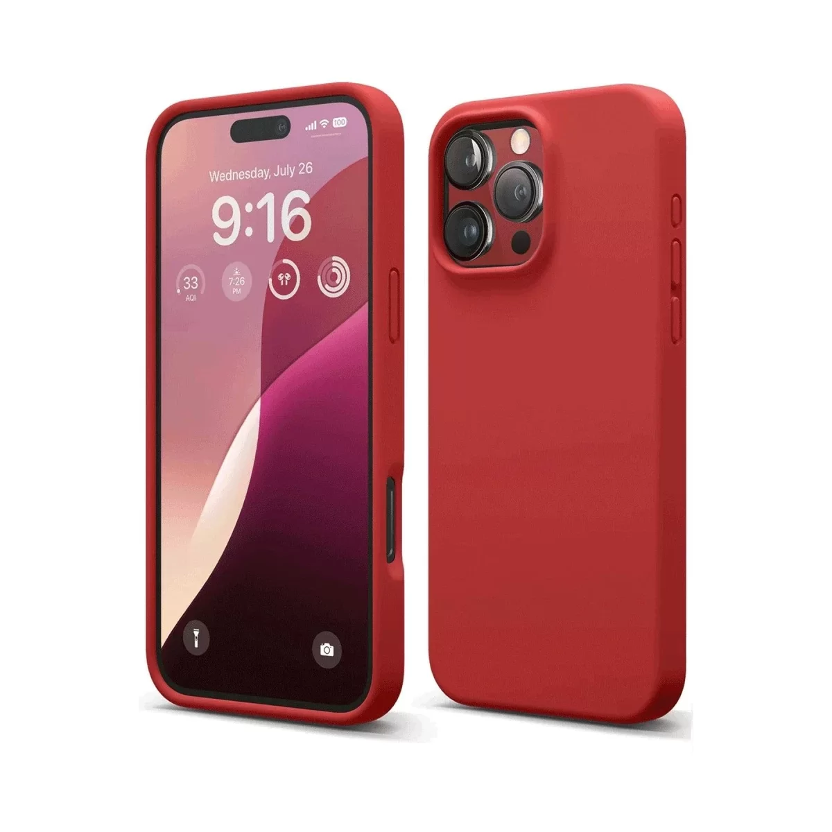 Newface Apple iPhone 16 Pro Max Kılıf Nano içi Kadife Silikon - Kırmızı