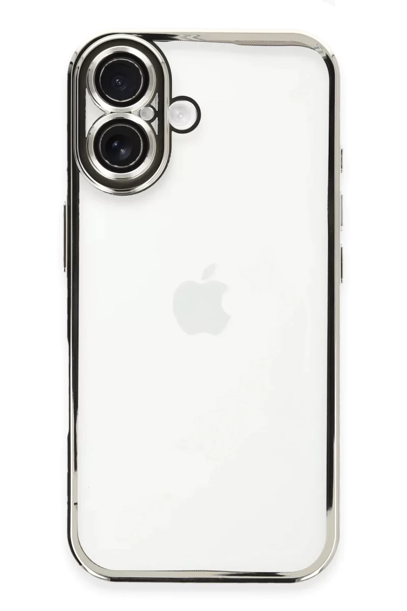 Newface Apple iPhone 16 Plus Kılıf Razer Lensli Silikon - Gümüş