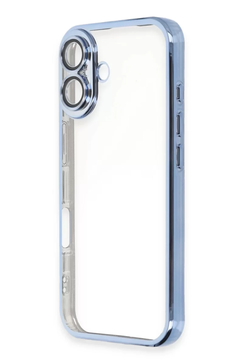 Newface Apple iPhone 16 Plus Kılıf Razer Lensli Silikon - Açık Mavi