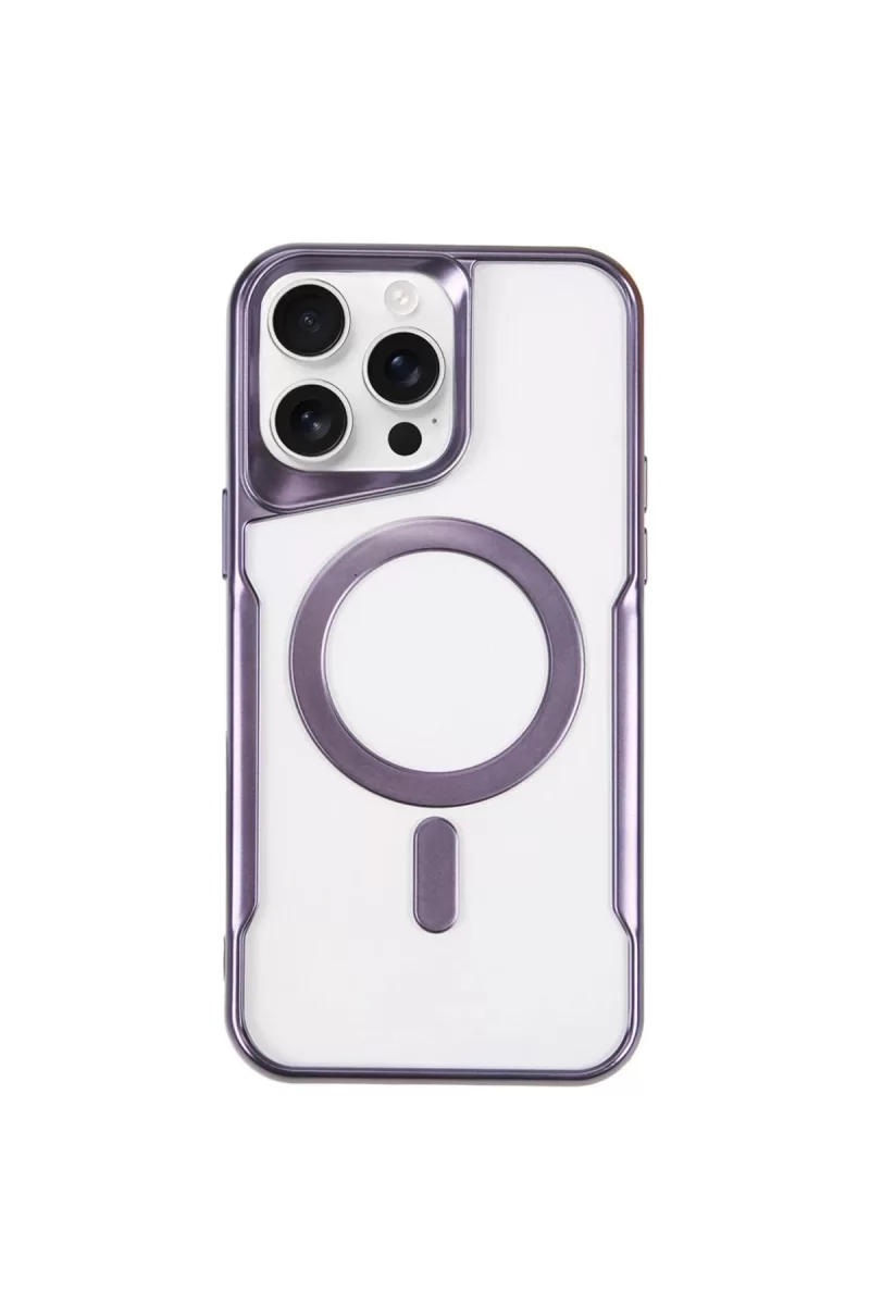 Newface Apple iPhone 14 Pro Max Kılıf Boyi Magsafe Silikon Kapak - Derin Mor