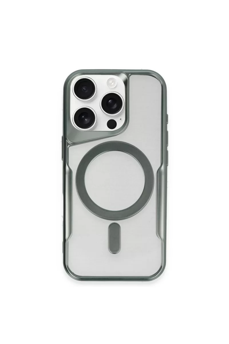 Newface Apple iPhone 14 Pro Max Kılıf Boyi Magsafe Silikon Kapak - Yeşil