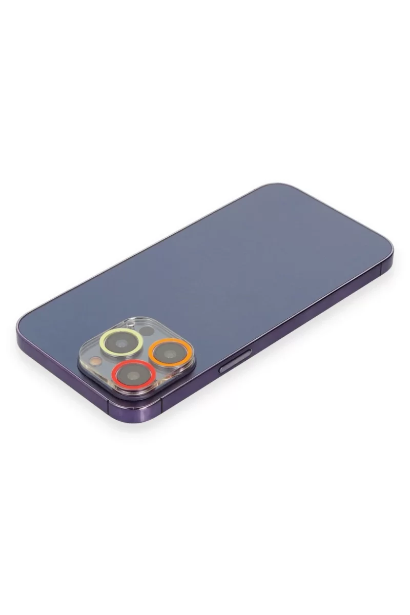 Newface Apple iPhone 12 Pro Renkli Kamera Lens Koruma Cam - Turuncu-Kırmızı