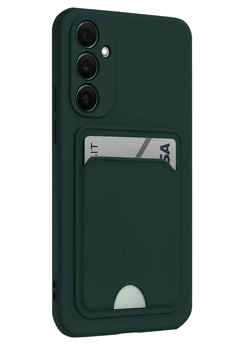 Newface Samsung Galaxy S24 FE Kılıf Kelvin Kartvizitli Silikon - Koyu Yeşil