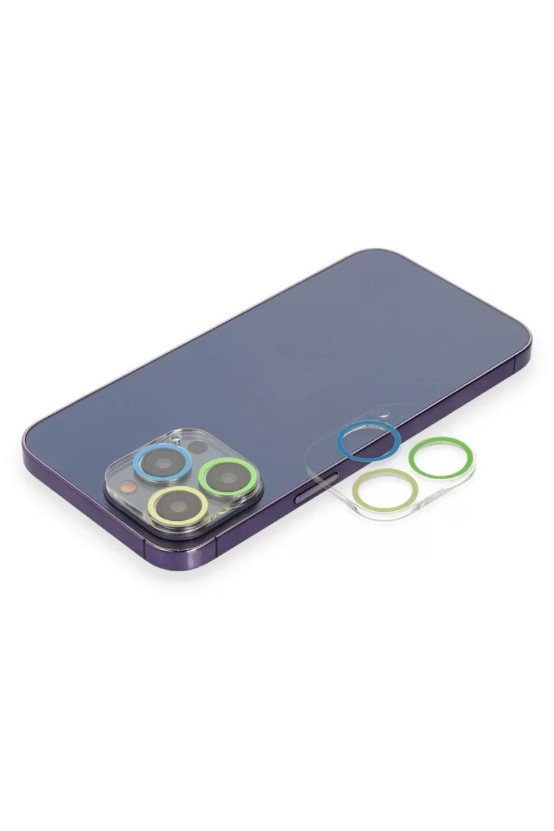 Newface Apple iPhone 12 Pro Renkli Kamera Lens Koruma Cam - Yeşil-Sarı