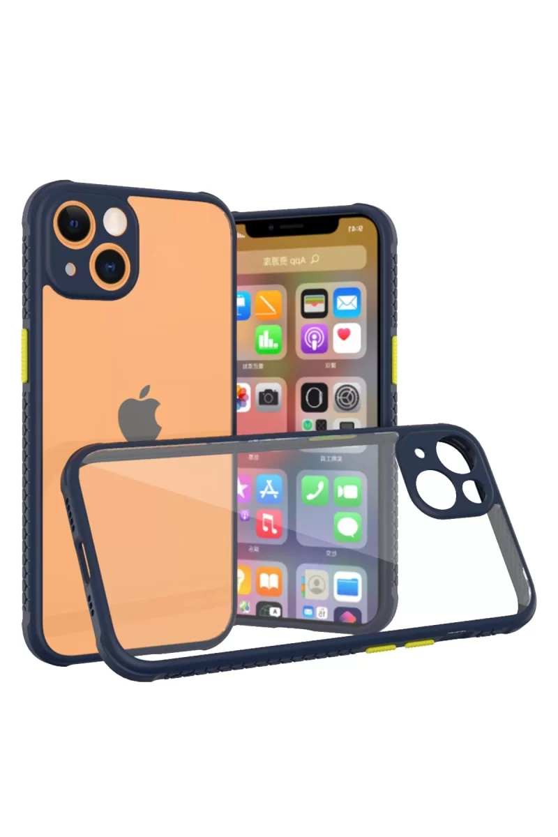 Newface Apple iPhone 13 Mini Kılıf Miami Şeffaf Silikon - Lacivert