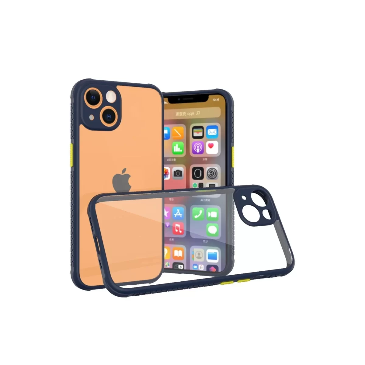 Newface Apple iPhone 13 Mini Kılıf Miami Şeffaf Silikon - Lacivert